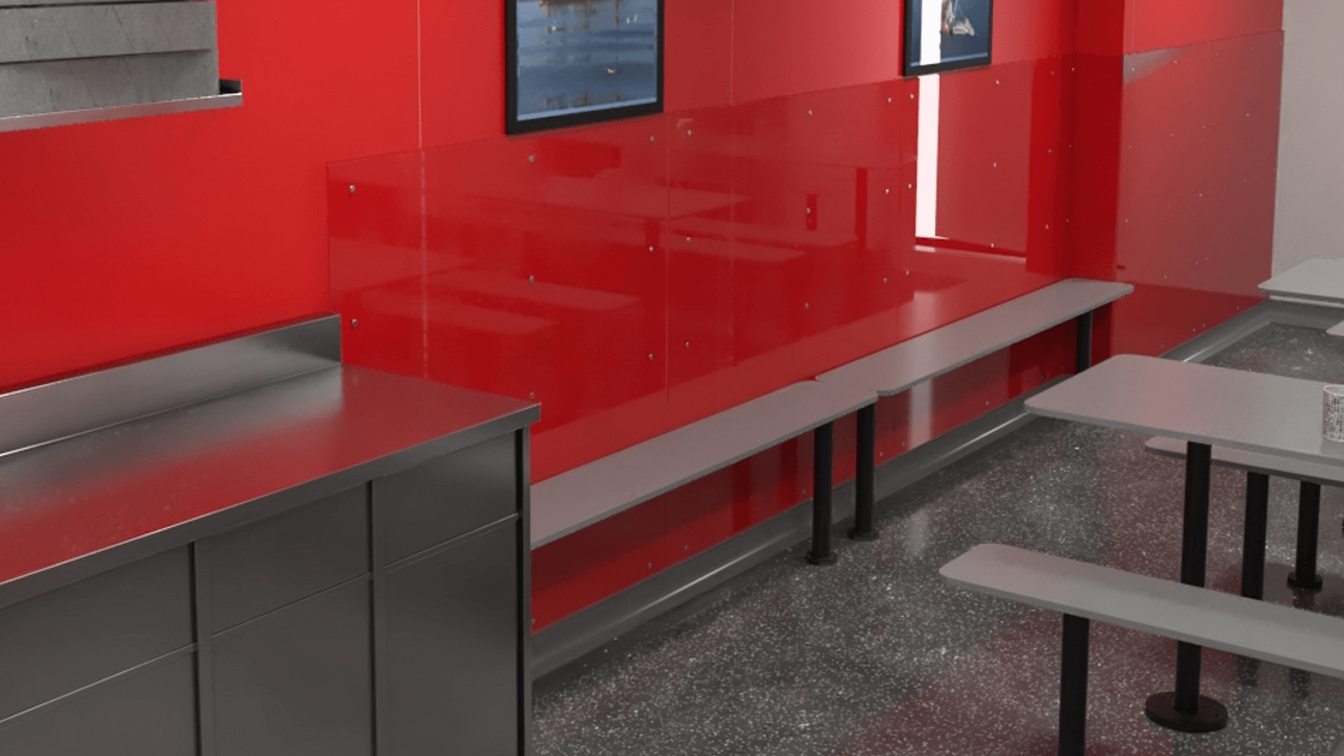 Communal dining area in offshore accommodation. Case studies for offshore workplace