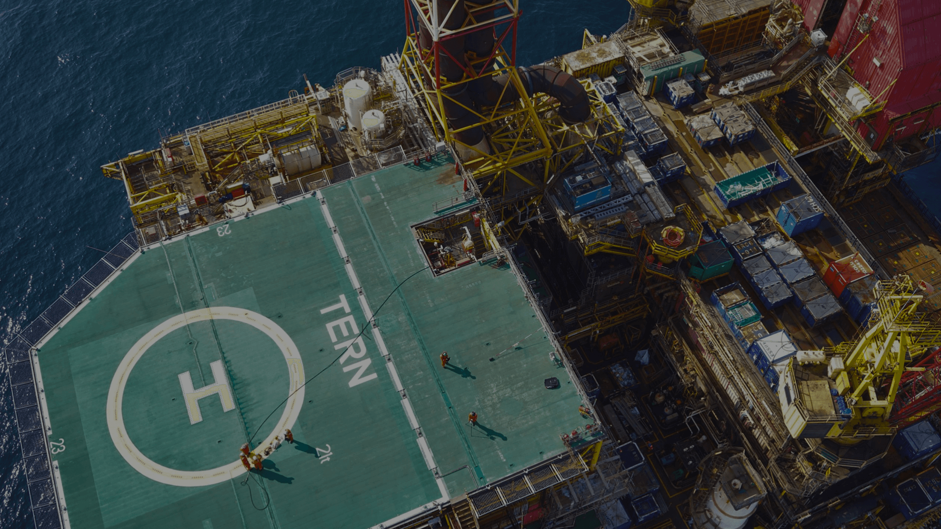 Detailed 3D model of offshore oil platform generated from laser scanning data.