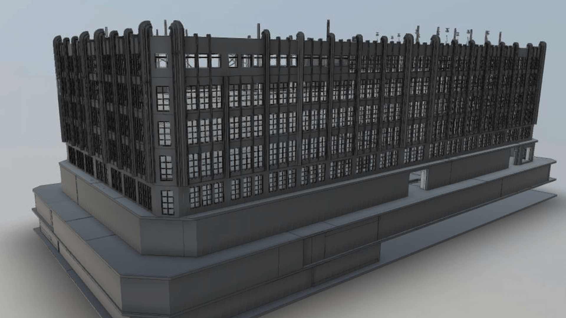 Detailed 3D scan of building facade for measured building survey.